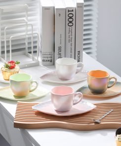 Luxury porcelain coffee mug colourful leaf style creative ceramic coffee mug teacups 190ml
