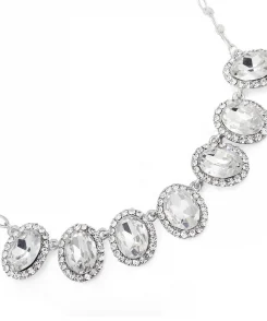 Round Diamond With Diamante Chain Necklace Set3